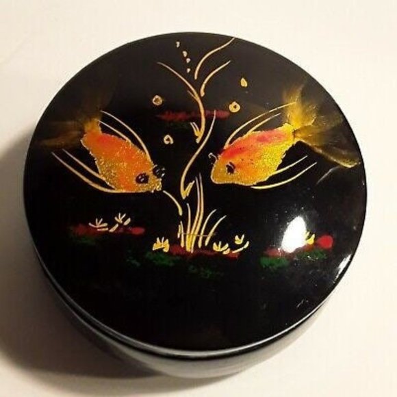 Vintage Japanese Lacquer over Porcelain Box - Picture 1 of 6